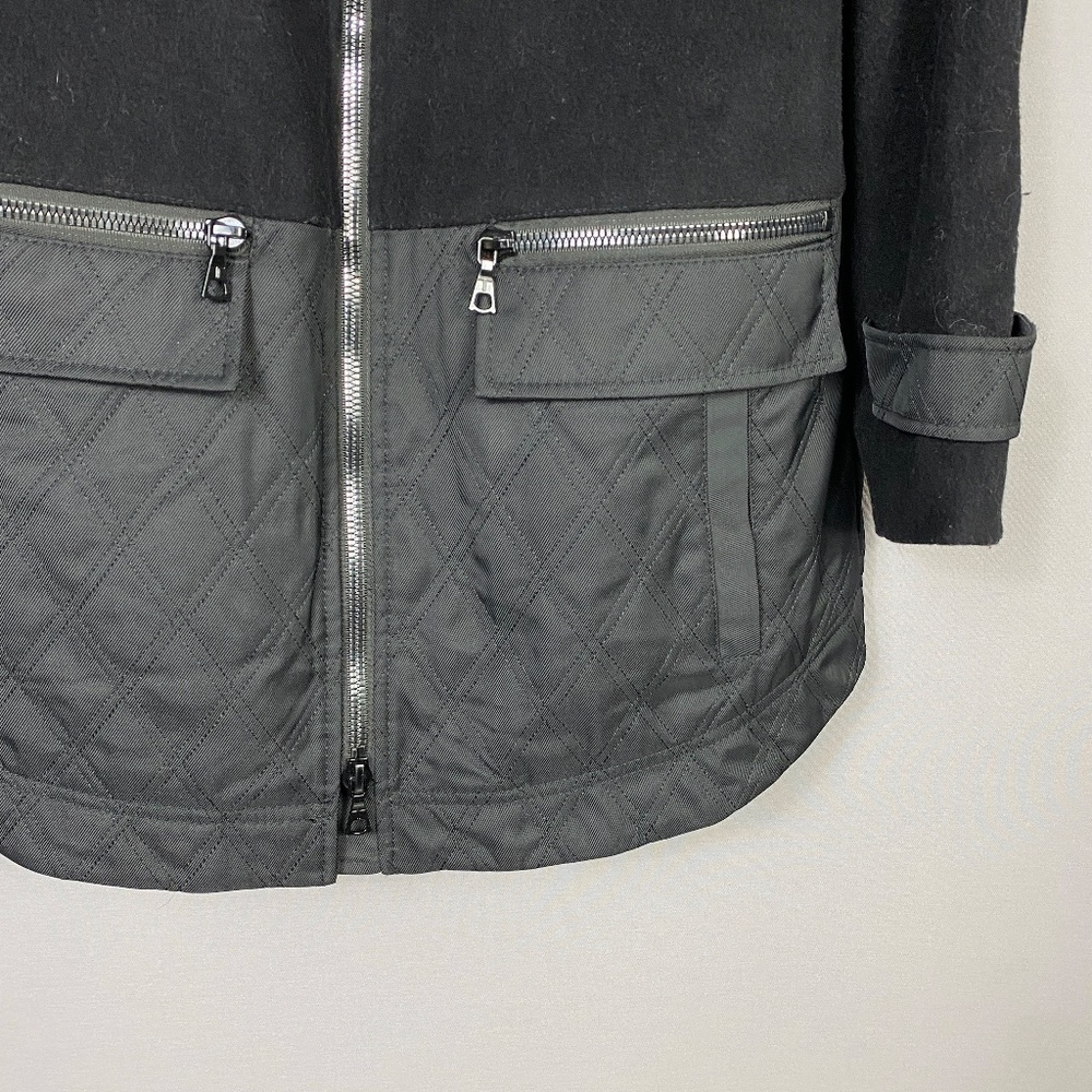 Trina Turk Womens Genuine Fox Fur Trim Mixed Media Coat in Black Size Me… - Picture 6 of 16